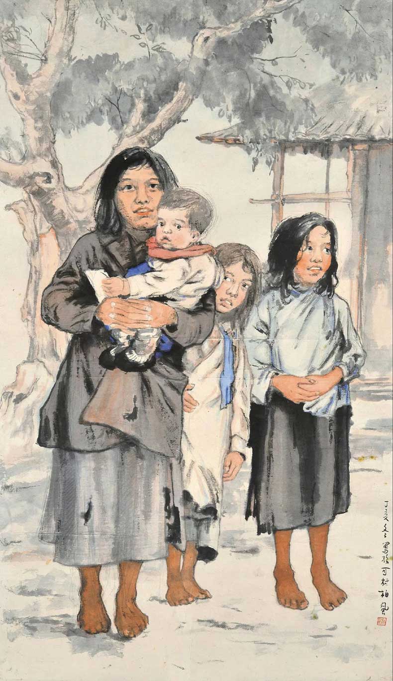 前门旧景(正反)》 1960年代作△1940年代 舞蹈演员 布面油画李斛的画